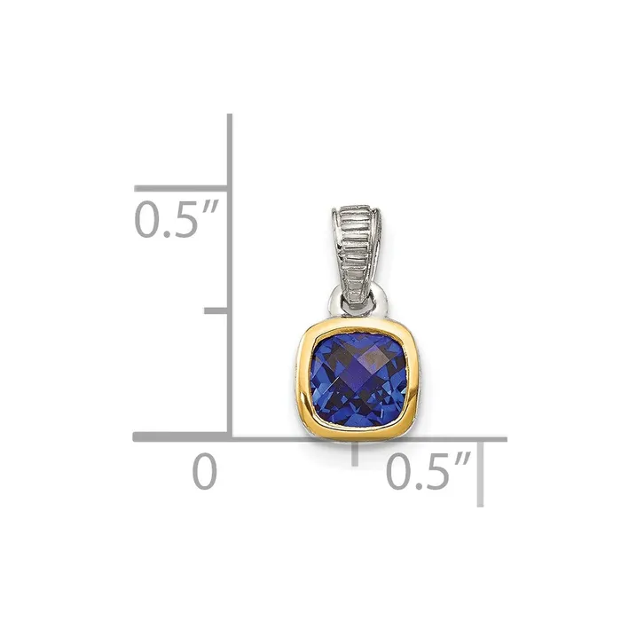 Necklaces TreasureFineJewelers Sterling Silver w 14K Accent Created Sapphire Pendant