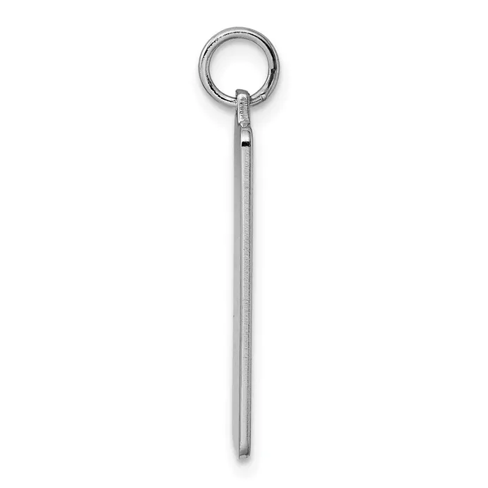 Rings Sterling Silver Rhodplate Eng Rect Polish FrontSatin Back Disc Charm TreasureFineJewelers