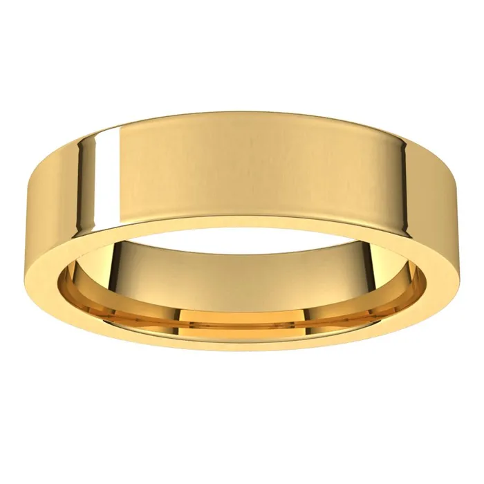 Rings TreasureFineJewelers 14K Yellow Gold 5 mm flat comfort fit Wedding Band