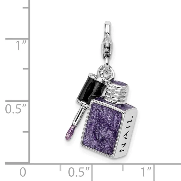 Sterling Silver Amore La Vita Rhodpl Enameled 3D Nail Enameled Charm TreasureFineJewelers Rings