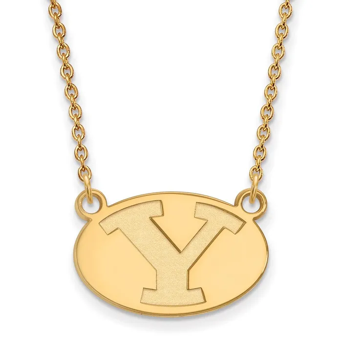 Sterling Silver Goldplated Brigham Young University Letter Y Small Pendant 18 inch Necklace TreasureFineJewelers Necklaces