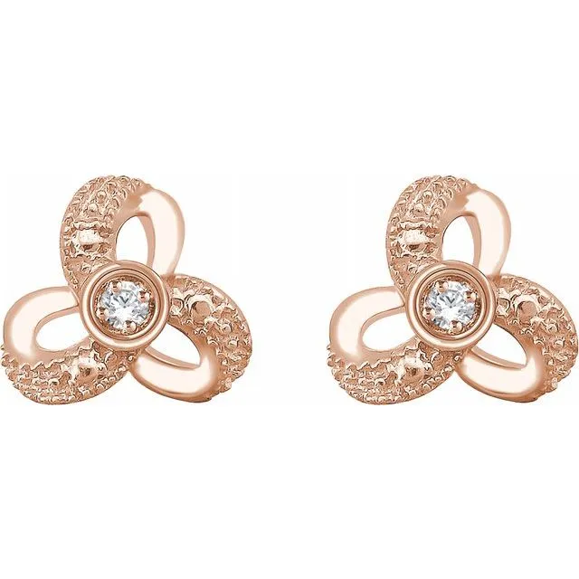 TreasureFineJewelers 14K Rose 16 CTW Diamond Knot Earrings Earrings