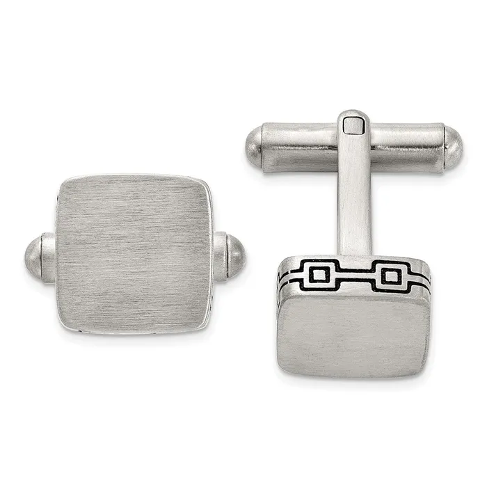 TreasureFineJewelers Bracelets Stainless Steel Brushed Black Oxidized Cuff Links TreasureFineJewelers Bracelets Stainless Steel Brushed Black Oxidized Cuff Links