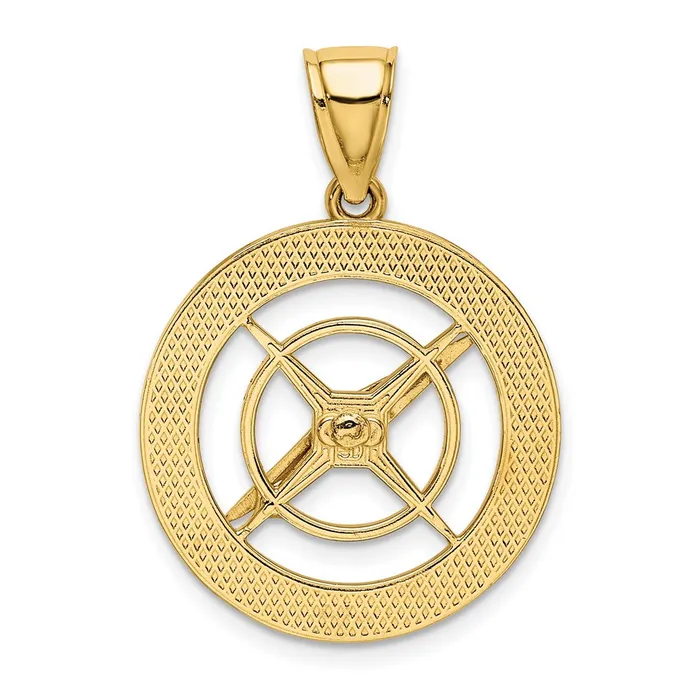 TreasureFineJewelers Charm Necklaces 10k Yellow Gold Nautical Compass WMoveable Needle Charm