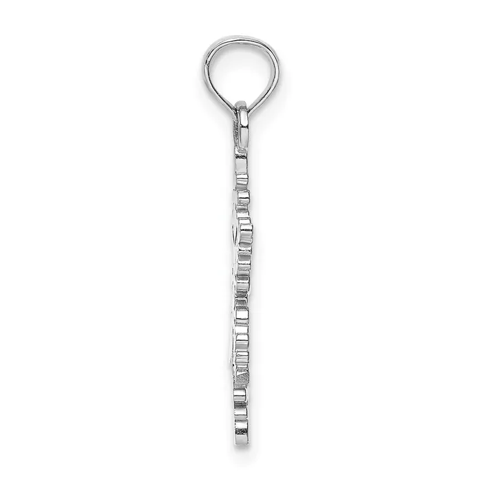 TreasureFineJewelers Charm Necklaces 14K White Gold Polished Snowflake Charm