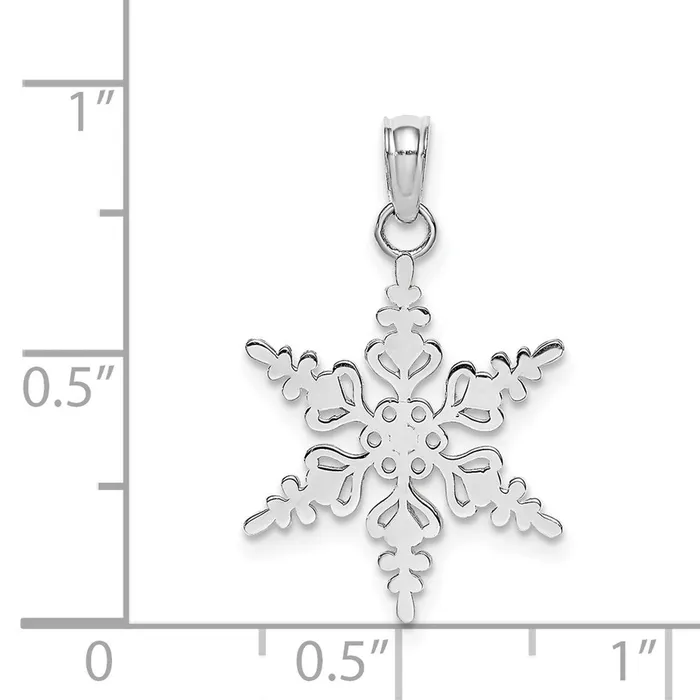 TreasureFineJewelers Charm Necklaces 14K White Gold Polished Snowflake Charm