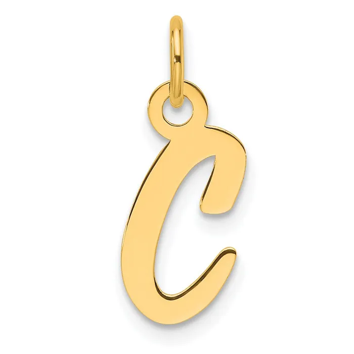 TreasureFineJewelers Charm Necklaces 14k Yellow Gold Slanted Block Letter C Initial Charm TreasureFineJewelers Charm Necklaces 14k Yellow Gold Slanted Block Letter C Initial Charm