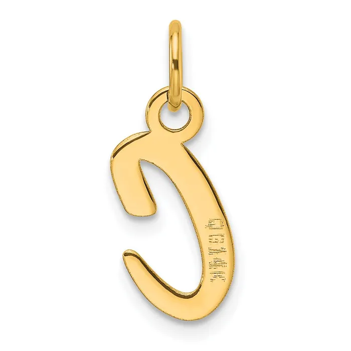 TreasureFineJewelers Charm Necklaces 14k Yellow Gold Slanted Block Letter C Initial Charm
