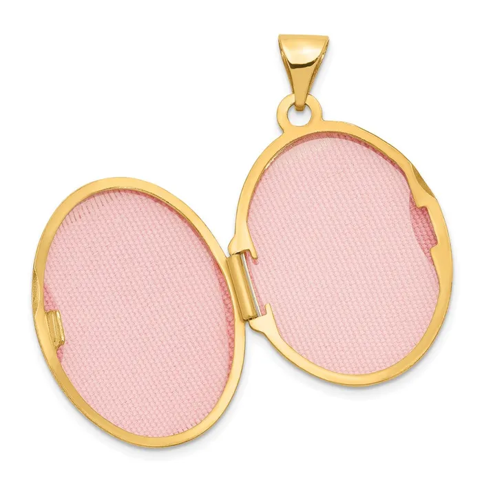 TreasureFineJewelers Earrings 14k Yellow Gold Domed Scroll Design Oval Locket
