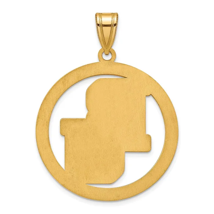 TreasureFineJewelers Necklaces Sterling Silver Goldplated Baylor University Bears Extra Large Circle Pendant