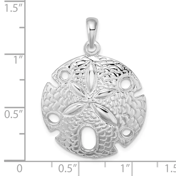 TreasureFineJewelers Necklaces Sterling Silver Polished Large Sand Dollar Pendant