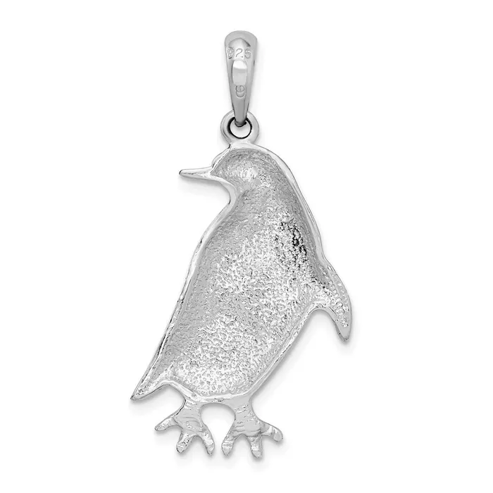 TreasureFineJewelers Necklaces Sterling Silver PolishedTextured Penguin Pendant