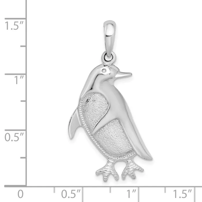 TreasureFineJewelers Necklaces Sterling Silver PolishedTextured Penguin Pendant