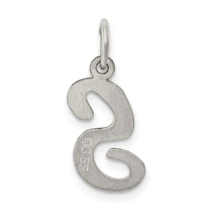 TreasureFineJewelers Necklaces Sterling Silver Rhodiumplated Script Letter S Initial Charm