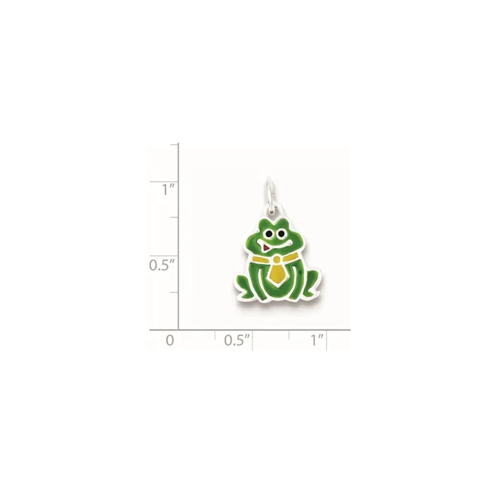 TreasureFineJewelers Rings Sterling Silver Enameled Frog Charm