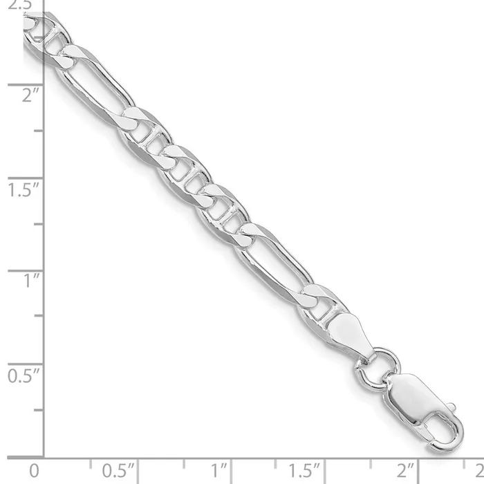 TreasureFineJewelers Rings Sterling Silver Rhodiumplated 55mm Figaro Anchor Chain