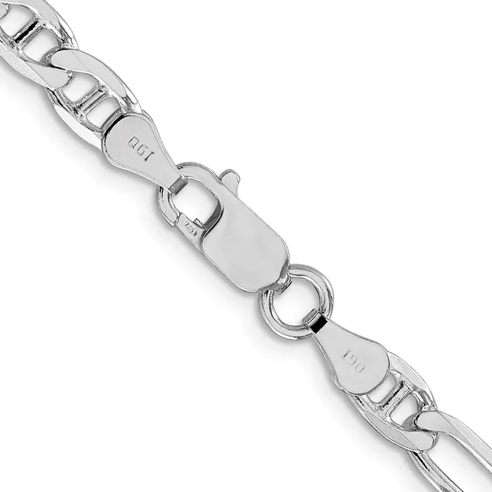TreasureFineJewelers Rings Sterling Silver Rhodiumplated 55mm Figaro Anchor Chain