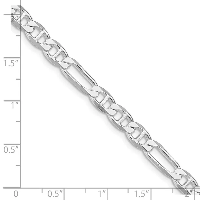 TreasureFineJewelers Rings Sterling Silver Rhodiumplated 55mm Figaro Anchor Chain