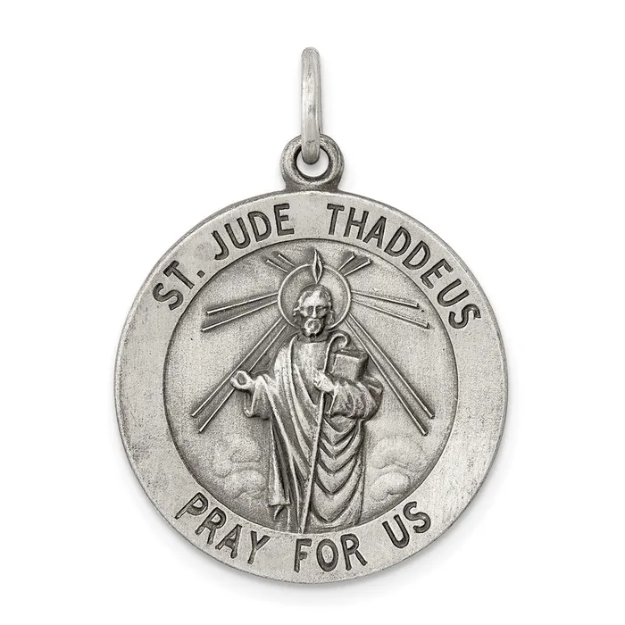 TreasureFineJewelers Rings Sterling Silver Saint Jude Thaddeus Medal