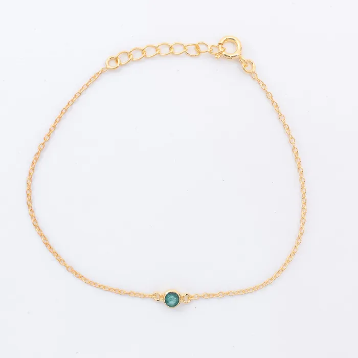 Bracelets Silver Lotus Gold Vermeil Raw Emerald Solitaire Bracelet