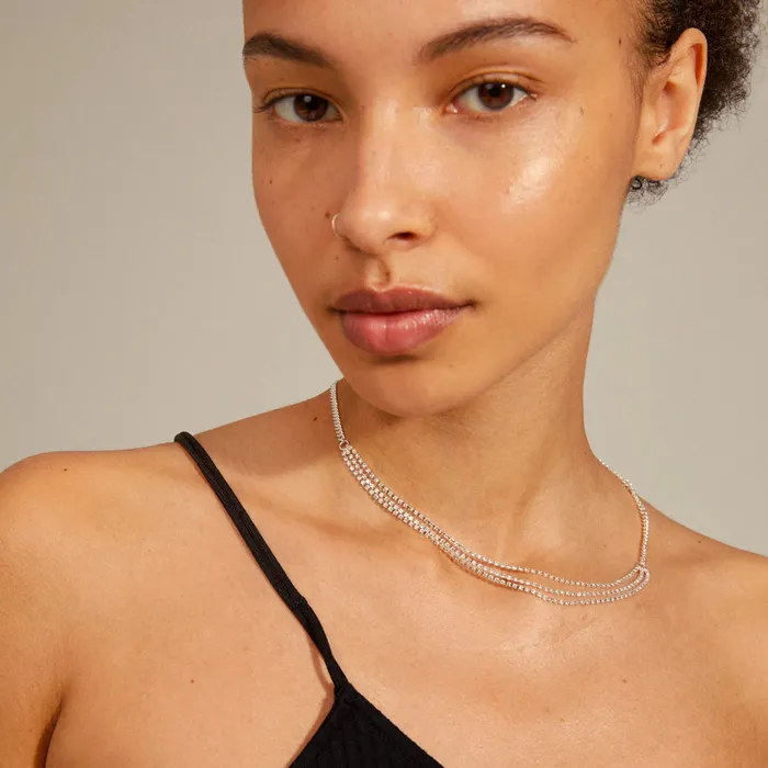 Necklaces Blink Silver Plated Crystal Necklace Pilgrim