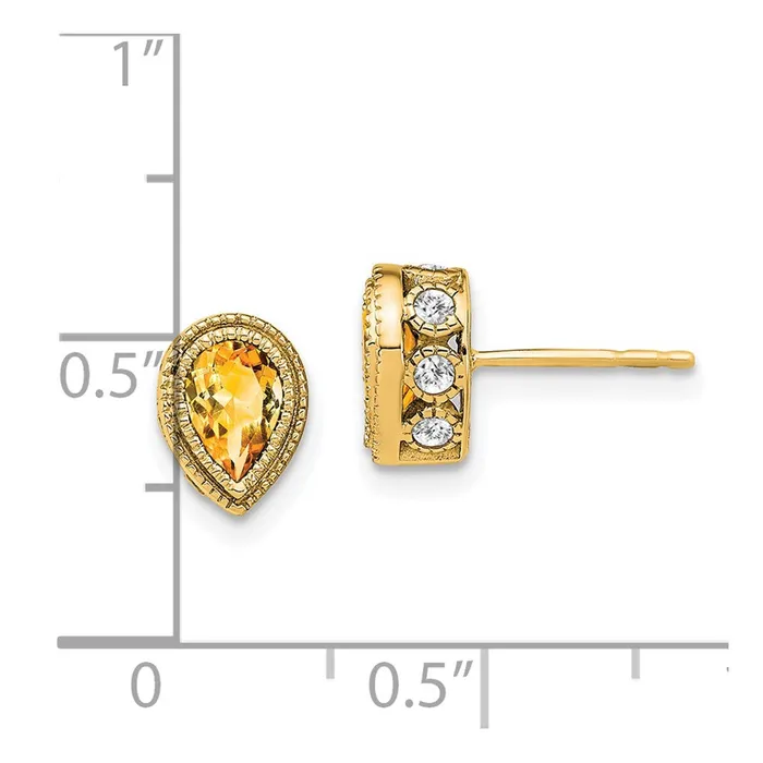 14k Pear Citrine and Diamond EarringsWBCEM7094CI032YA WB Choice Jewelry Earrings 14k Pear Citrine and Diamond EarringsWBCEM7094CI032YA WB Choice Jewelry Earrings