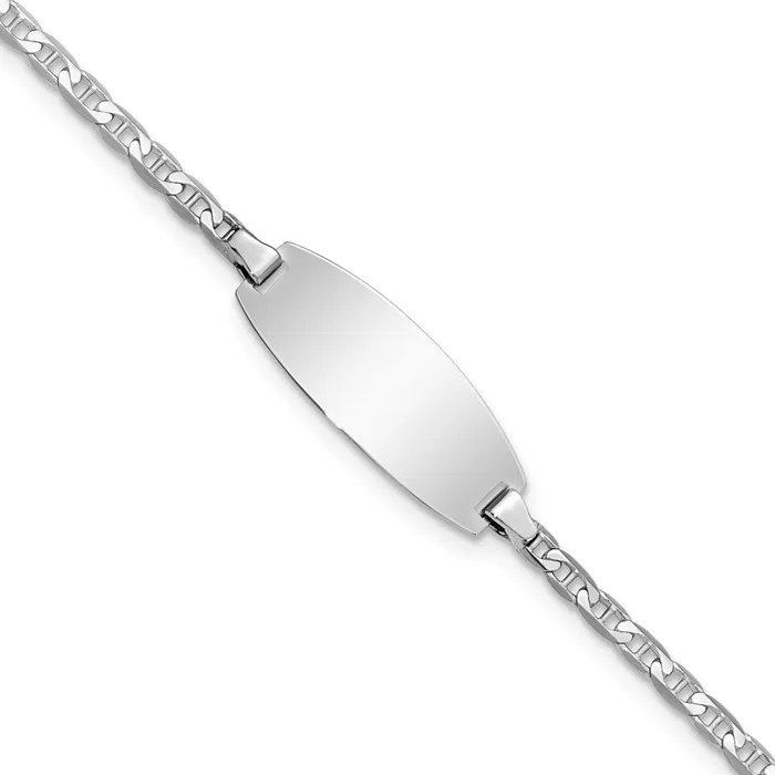 14k White Gold Oval Anchor ID BraceletWBCLID86W55 WB Choice Jewelry Bracelets