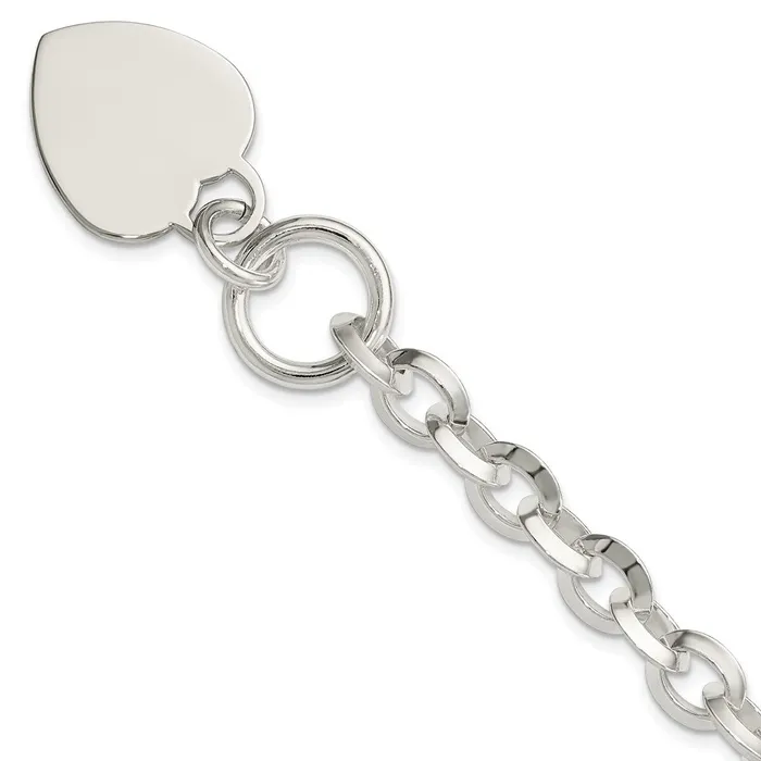 Bracelets WB Choice Jewelry Sterling Silver Engraveable Heart Disc on Fancy Link Toggle BraceletWBCQG1155875 Bracelets WB Choice Jewelry Sterling Silver Engraveable Heart Disc on Fancy Link Toggle BraceletWBCQG1155875
