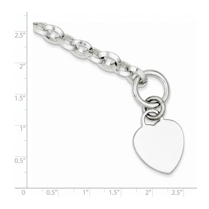 Bracelets WB Choice Jewelry Sterling Silver Engraveable Heart Disc on Fancy Link Toggle BraceletWBCQG1155875 Bracelets WB Choice Jewelry Sterling Silver Engraveable Heart Disc on Fancy Link Toggle BraceletWBCQG1155875