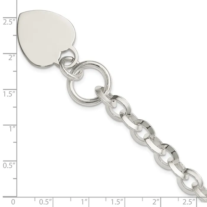 Bracelets WB Choice Jewelry Sterling Silver Engraveable Heart Disc on Fancy Link Toggle BraceletWBCQG1155875 Bracelets WB Choice Jewelry Sterling Silver Engraveable Heart Disc on Fancy Link Toggle BraceletWBCQG1155875