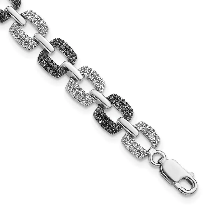 Bracelets WB Choice Jewelry Sterling Silver Rhod Plated Black White Diamond BraceletWBCQDX1235 Bracelets WB Choice Jewelry Sterling Silver Rhod Plated Black White Diamond BraceletWBCQDX1235
