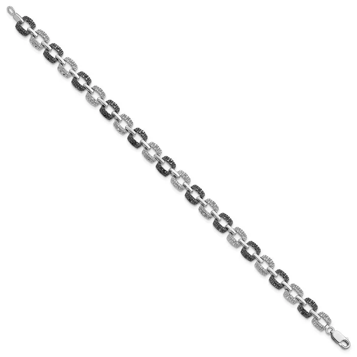 Bracelets WB Choice Jewelry Sterling Silver Rhod Plated Black White Diamond BraceletWBCQDX1235 Bracelets WB Choice Jewelry Sterling Silver Rhod Plated Black White Diamond BraceletWBCQDX1235