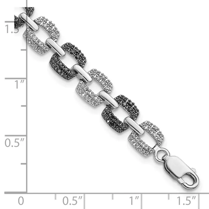 Bracelets WB Choice Jewelry Sterling Silver Rhod Plated Black White Diamond BraceletWBCQDX1235 Bracelets WB Choice Jewelry Sterling Silver Rhod Plated Black White Diamond BraceletWBCQDX1235