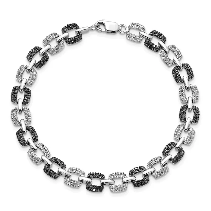 Bracelets WB Choice Jewelry Sterling Silver Rhod Plated Black White Diamond BraceletWBCQDX1235 Bracelets WB Choice Jewelry Sterling Silver Rhod Plated Black White Diamond BraceletWBCQDX1235
