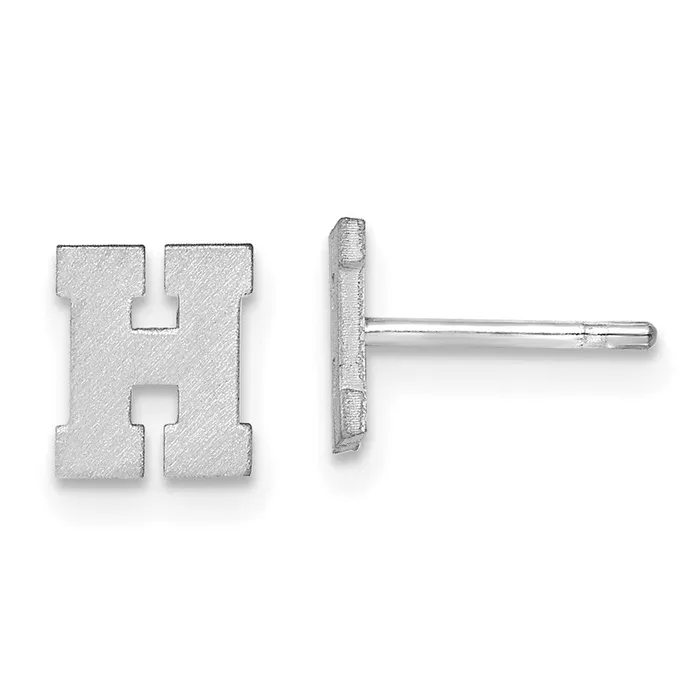 Earrings WB Choice Jewelry 10KW Brushed Initial Letter H Post EarringsWBC10XNE45WH