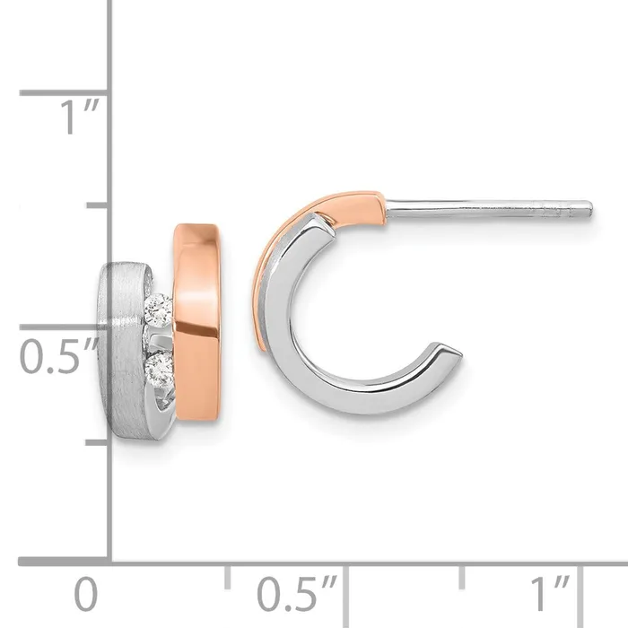 Earrings WB Choice Jewelry Sterling Silver RHplated Rose Goldplated Diamond Hoop Post EarringsWBCQE15636