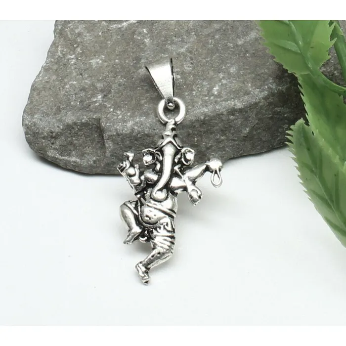 Karizma Jewels Lord Ganesha Embossed God 925 Sterling Silver Pendant Necklaces