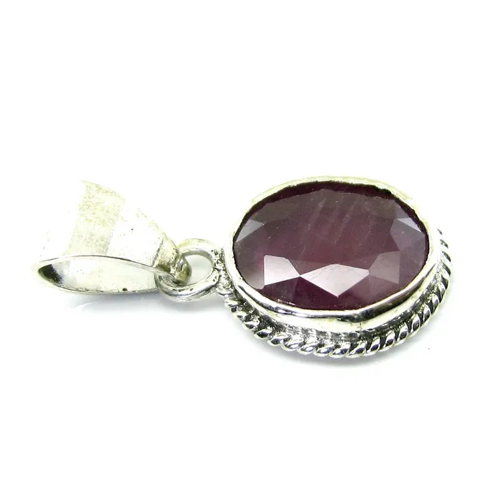 Necklaces Karizma Jewels Ethnic designer Birthstone Rashi Ratna Silver pendant Ruby Gemstone