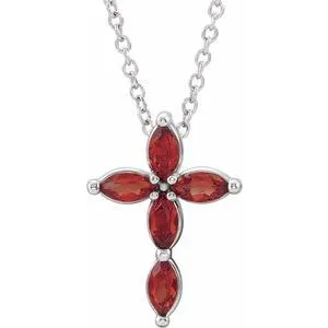 Necklaces WB Choice Jewelry Platinum Mozambique Garnet Cross NecklaceR423776078PSTWBC
