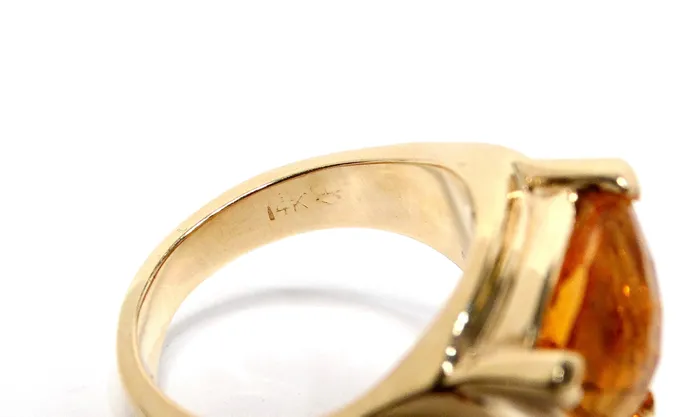 Rings Vintage by Misty Trillion Citrine Solitaire Gemstone 14k Gold Ring