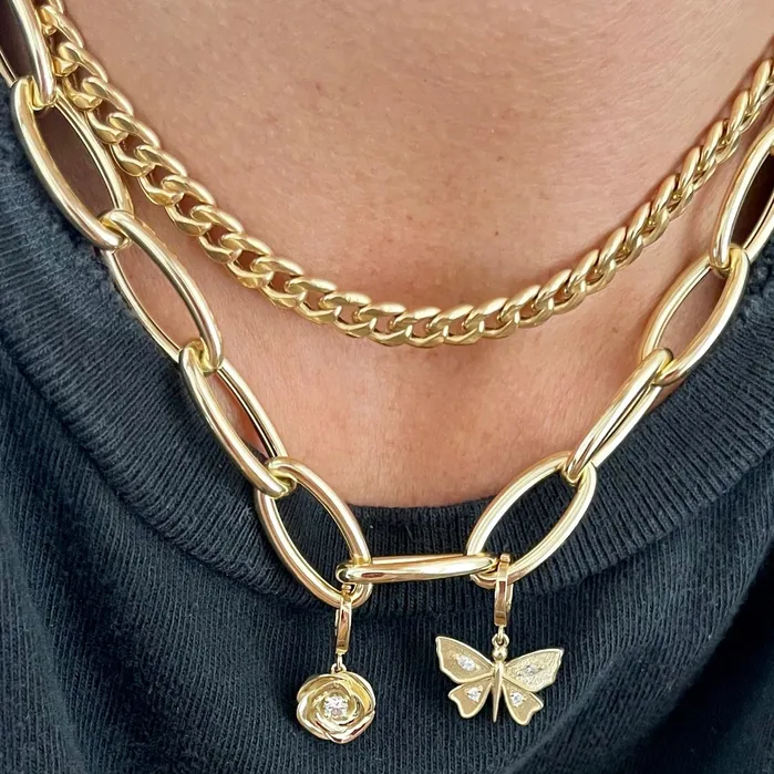 Small Diamond Butterfly Charm Shylee Rose Jewelry Charm Necklaces