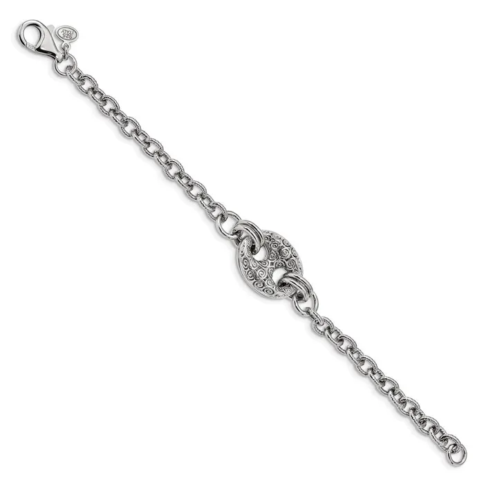 Sterling Silver Rhodiumplated Fancy Swirls BraceletWBCQG451475 WB Choice Jewelry Bracelets Sterling Silver Rhodiumplated Fancy Swirls BraceletWBCQG451475 WB Choice Jewelry Bracelets