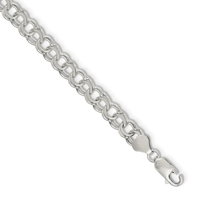WB Choice Jewelry Bracelets Sterling Silver 76mm Double Link Charm BraceletWBCQG22057 WB Choice Jewelry Bracelets Sterling Silver 76mm Double Link Charm BraceletWBCQG22057
