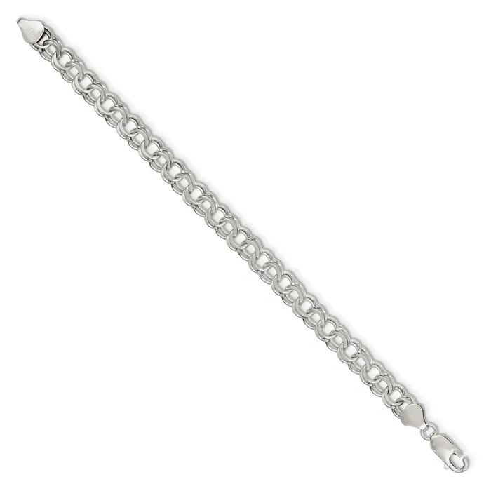 WB Choice Jewelry Bracelets Sterling Silver 76mm Double Link Charm BraceletWBCQG22057 WB Choice Jewelry Bracelets Sterling Silver 76mm Double Link Charm BraceletWBCQG22057