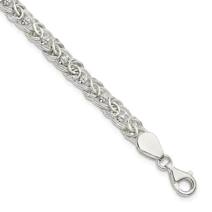 WB Choice Jewelry Bracelets Sterling Silver Polished DC Flat Oval Beaded Link 8in BraceletWBCQG58718 WB Choice Jewelry Bracelets Sterling Silver Polished DC Flat Oval Beaded Link 8in BraceletWBCQG58718