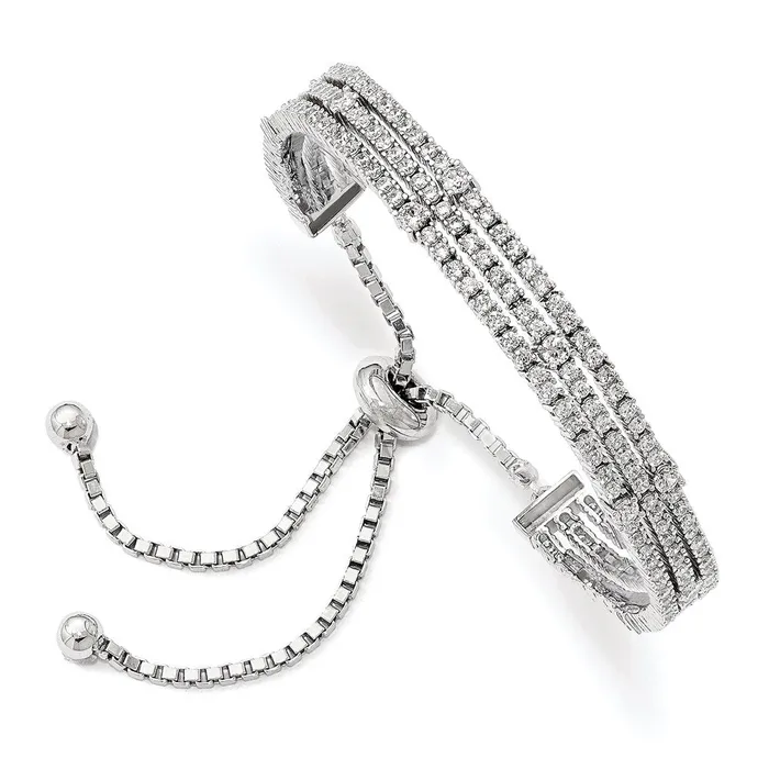 WB Choice Jewelry Bracelets Sterling Silver Rhodiumplated CZ 59in Adjustable BraceletWBCQG4168 WB Choice Jewelry Bracelets Sterling Silver Rhodiumplated CZ 59in Adjustable BraceletWBCQG4168