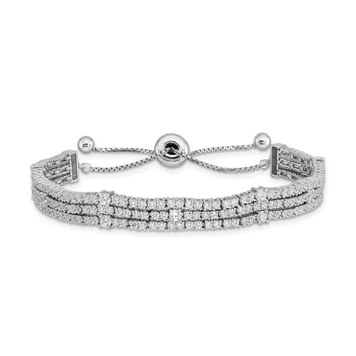 WB Choice Jewelry Bracelets Sterling Silver Rhodiumplated CZ 59in Adjustable BraceletWBCQG4168 WB Choice Jewelry Bracelets Sterling Silver Rhodiumplated CZ 59in Adjustable BraceletWBCQG4168