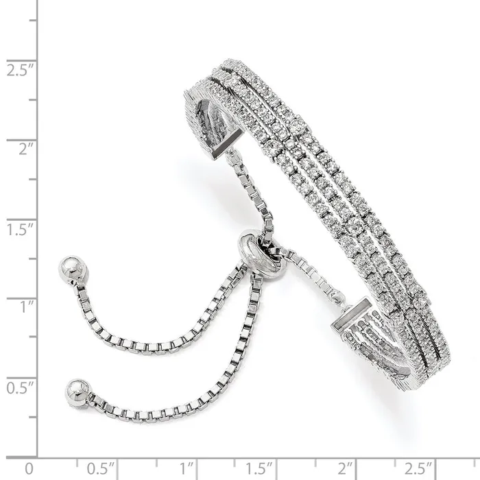 WB Choice Jewelry Bracelets Sterling Silver Rhodiumplated CZ 59in Adjustable BraceletWBCQG4168 WB Choice Jewelry Bracelets Sterling Silver Rhodiumplated CZ 59in Adjustable BraceletWBCQG4168