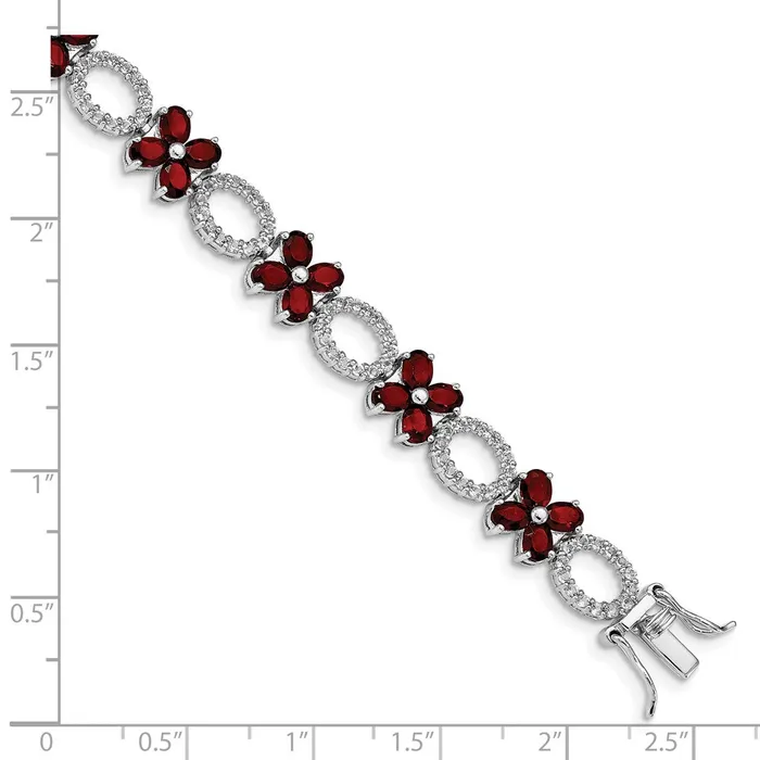 WB Choice Jewelry Bracelets Sterling Silver Rhodiumplated Garnet Flower wWhtTopaz BraceletWBCQG4929775 WB Choice Jewelry Bracelets Sterling Silver Rhodiumplated Garnet Flower wWhtTopaz BraceletWBCQG4929775