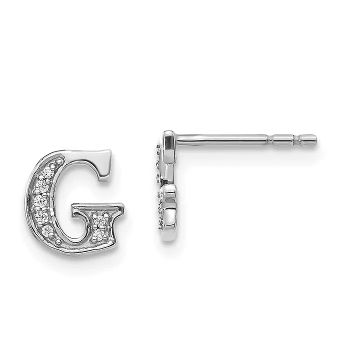 WB Choice Jewelry Earrings 14k White Gold Diamond Initial G EarringsWBCEM4170G005WA